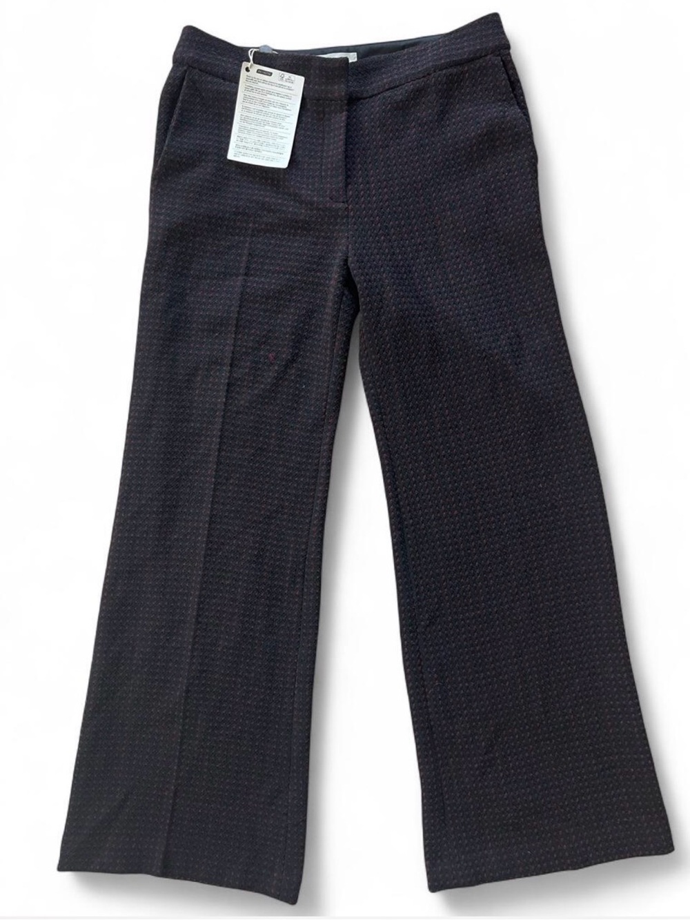 ba&sh Paris Donovan Textured Knit Trousers Pants Black Burgundy Size 3 US 10 NWT